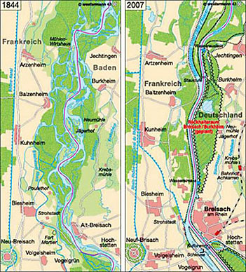 Rheinbegradigung durch
                          Tulla