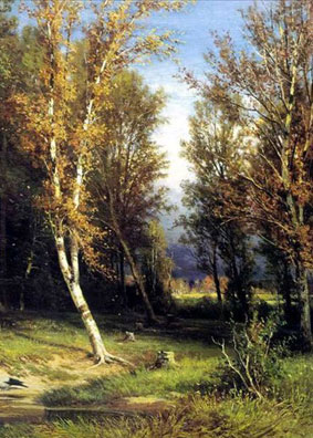 Iwan Schischkin, Les pered grosoj, Wald vor dem
              Sturm, 1872 - Ausschnitt